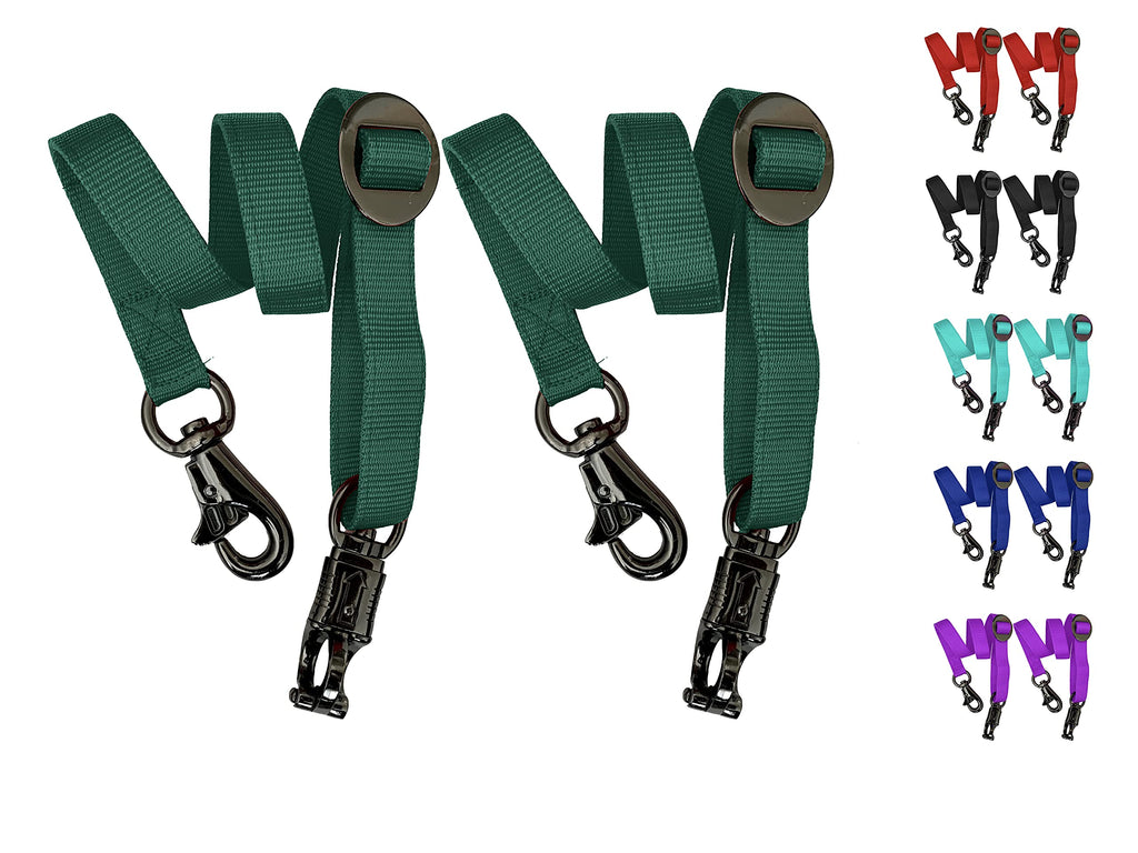 Majestic Ally Pack of 2, Double Thick Trailer Tie for Horse Haulage, Cross tie with Adjustable Buckle, Panic Snap and Bull Snap – 1 Inch by 36 Inch Hunter Green - PawsPlanet Australia