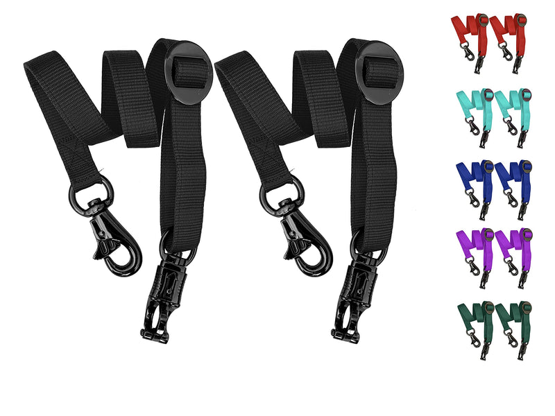 Majestic Ally Pack of 2, Double Thick Trailer Tie for Horse Haulage, Cross tie with Adjustable Buckle, Panic Snap and Bull Snap – 1 Inch by 36 Inch Black - PawsPlanet Australia