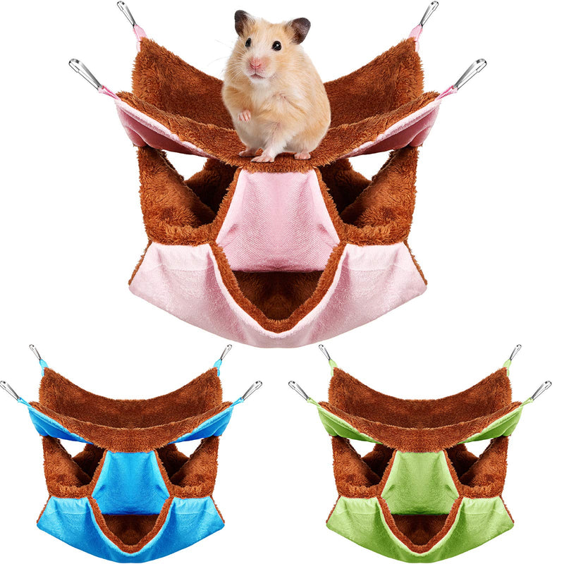 3 Pieces Small Animal Hanging Hammock Warm Pet Cage Hammock Soft Pet Sleep Nap Sack Triple-Layer Hanging Hammock Bed for Chinchilla Parrot Sugar Glider Ferrets Rat Hamster Rat Playing and Sleeping - PawsPlanet Australia