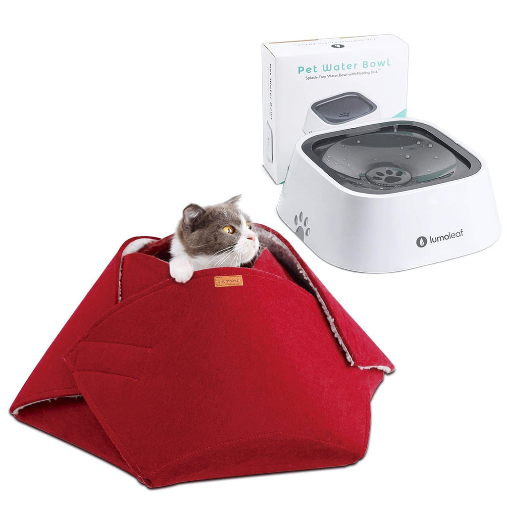 LumoLeaf No-Spill Cat Water Bowl + Cat Bed Cave, Indoor Accessories for Cats, Dogs and Puppies. - PawsPlanet Australia