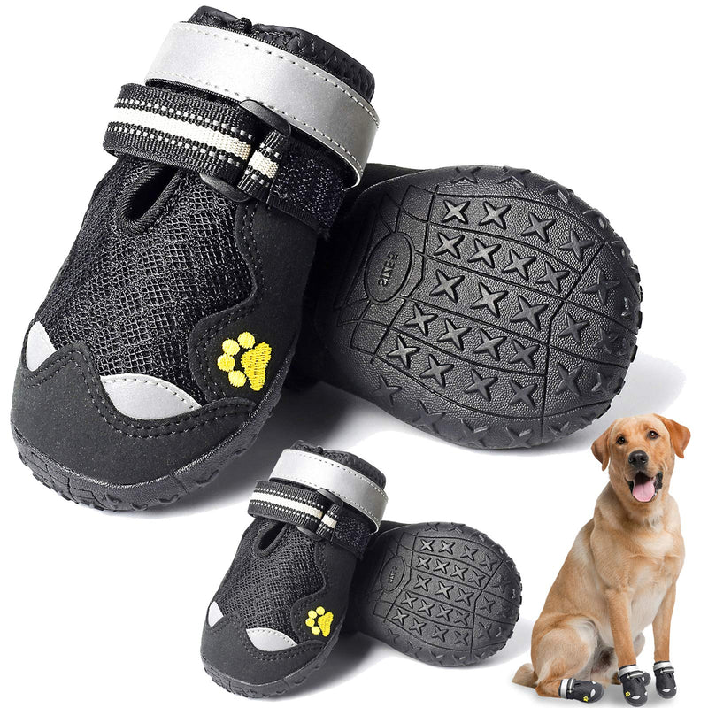 HOOLAVA Dog Boots, Waterproof Dog Shoes with Adjustable and Reflective, Anti-Slip Sole Breathable Booties for Medium and Large Dogs 4PCS Size 3: 2.1"(Width) Black - PawsPlanet Australia