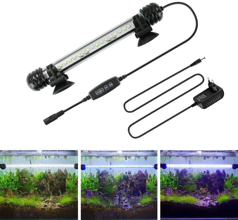 AquariumBasics led Aquarium Light for Fish Tank ,Auto on/Off Submersible White and Blue led Aquarium Plant Light with Timer and dimming Function (7.5 inch （Timer & Dimming Function)) 7.5 inch （Timer & Dimming function) - PawsPlanet Australia