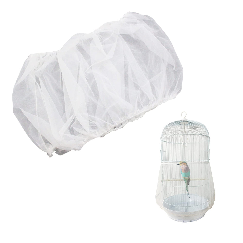 OINEEDU Pet Bird Cage Seed Catcher Tidy Guard Cover Shell Skirt Net Basket,LW-7814in White - PawsPlanet Australia