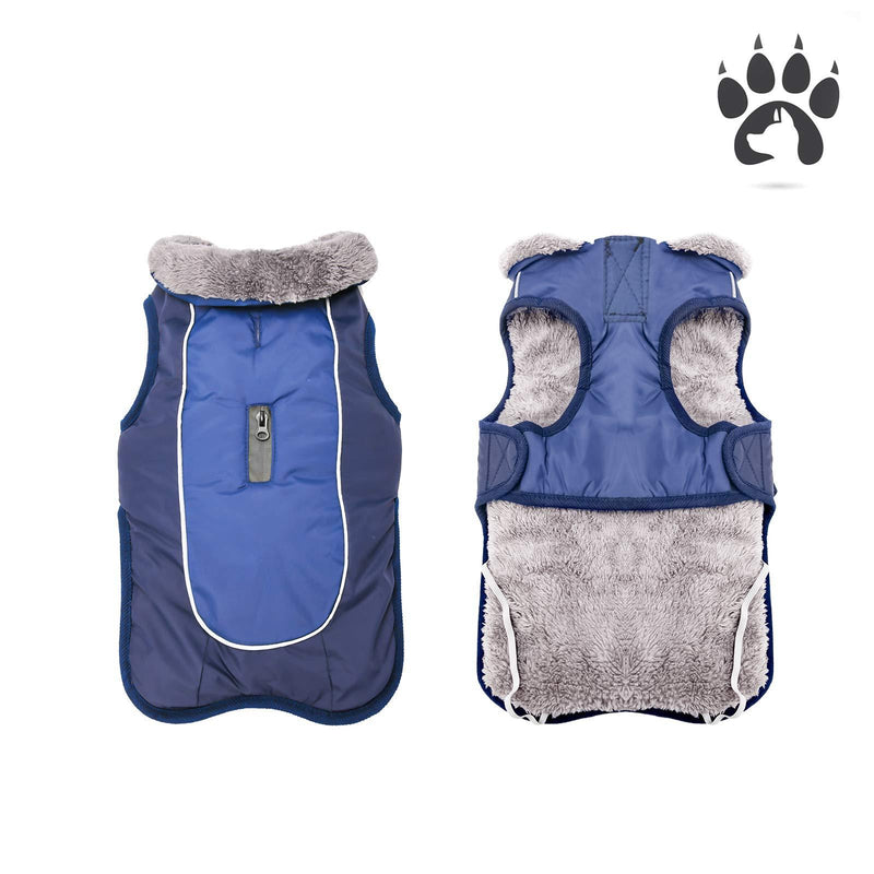 Easiestsuck Warm Dog Jacket, Dog Apparel with Plus Fleece Neckline,Windproof Water Repellent Cozy Cold Weather Dog Coat Lining Winter Dog Thick Vest for Outdoor Small Medium Large Dogs XS-(Chest:12.7-13.9", Body: 10.2") Navy - PawsPlanet Australia