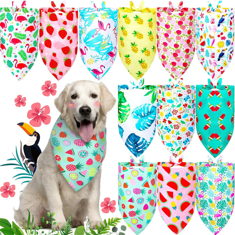 12 Pieces Dog Pet Summer Bandanas Washable Fruit Dog Bandanas Triangle Dog Bibs Scarf Assortment Pet Kerchief Dog Scarf Accessories for Small Medium Size Pets (Fruit and Leaf Patterns) Fruit and Leaf Patterns - PawsPlanet Australia