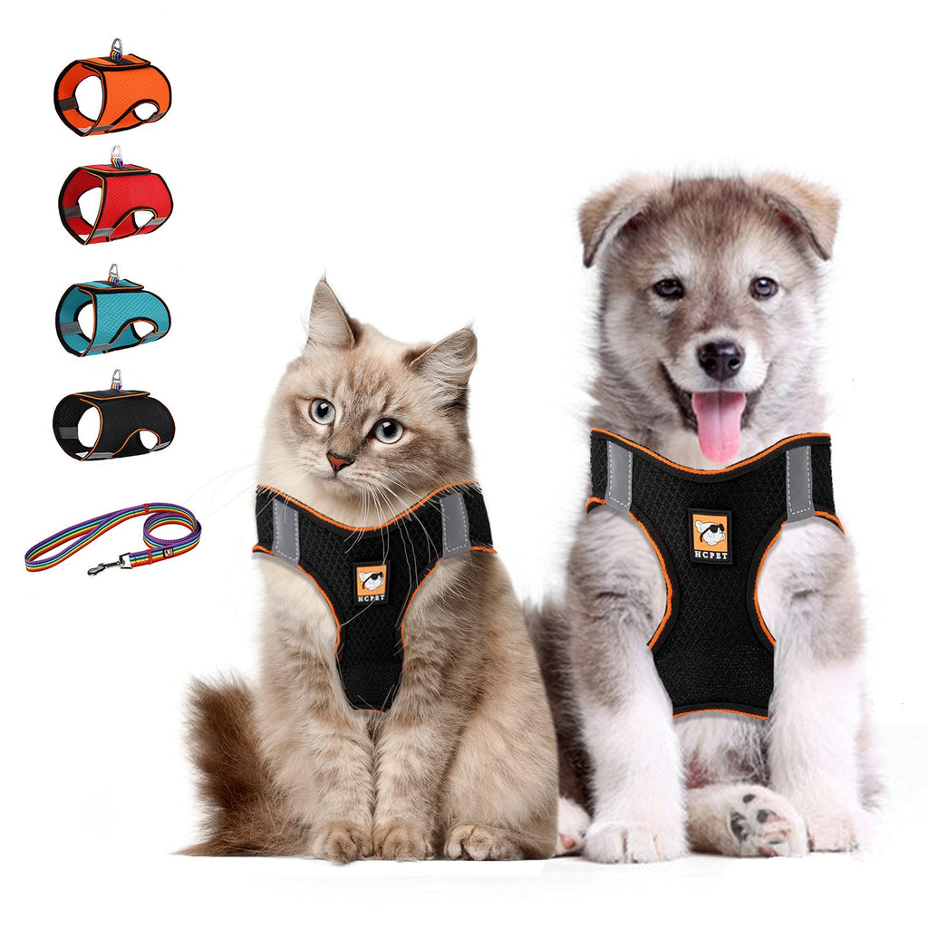 Hcpet No Pull Dog Harness, Adjustable Dog Vest and Leash Set, Reflective Pet Harness for Puppy, Breathable Pet Oxford Outdoor Vest for Small Dogs XXXS Black - PawsPlanet Australia