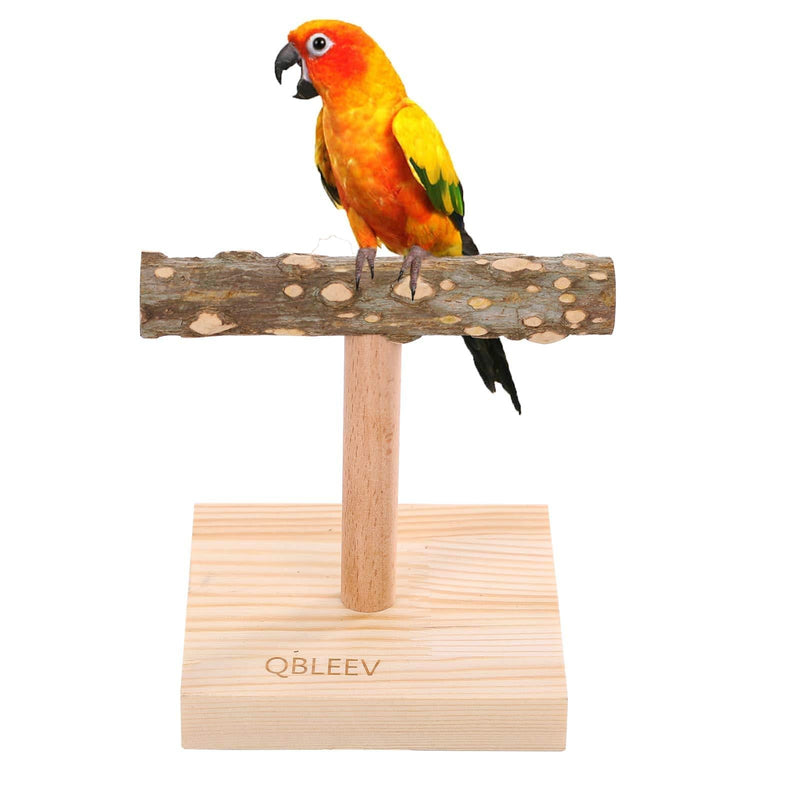 QBLEEV Bird Tabletop Training Stand Perch，Portable Parrot Tee Play Stands, Natural Wood Bird Cage Toys Gym Playground for Small Medium Parakeets Cocktails Conures Lovebirds Finch - PawsPlanet Australia