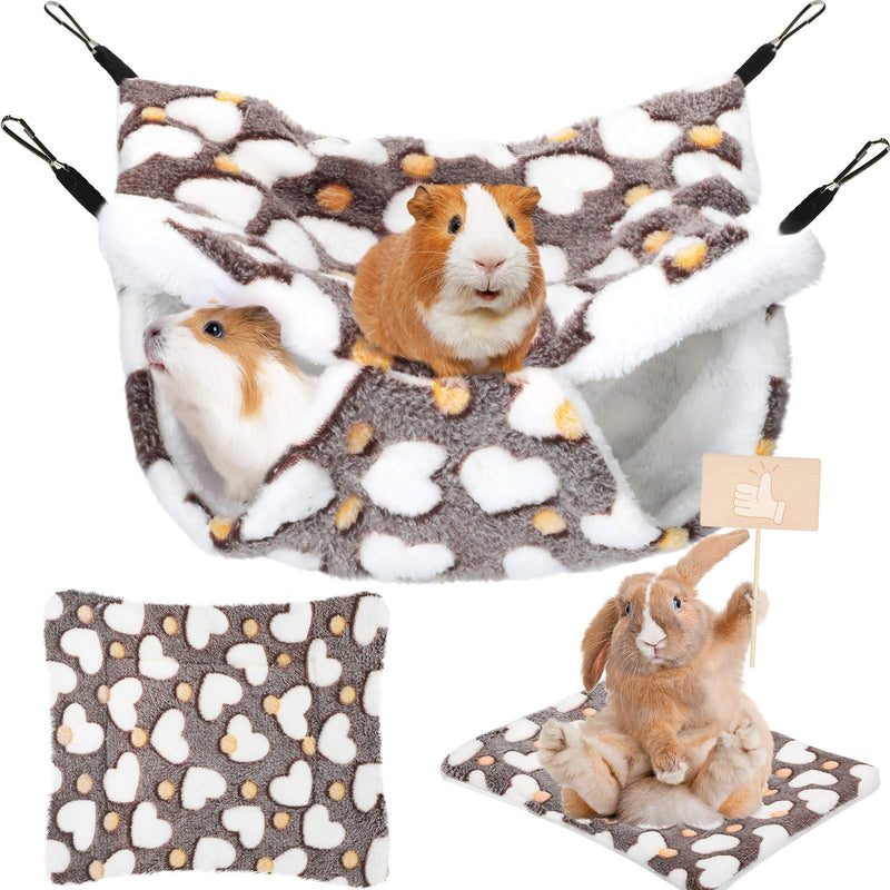 2 Pieces Guinea Pig Hamster Hanging Hammock and Warm Bed Soft Mat Set Small Pet Cage Hammock Hideout Tunnel Cave Hamster Mats for Rat Ferret Guinea Pig Squirrel Small Pet Coffee - PawsPlanet Australia