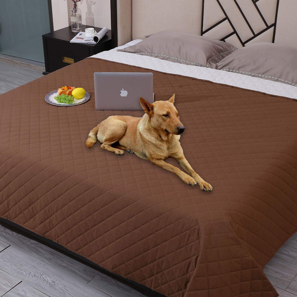 Snagle Paw Waterproof Dog Couch Cover,Washable Puppy Pad,Reusable Dog Bed Cover with Non-Slip Back,Pet Furniture Bed and Sofa Cover,Water-Resistant Pee Pads for Dogs 52"x82" Coffee - PawsPlanet Australia