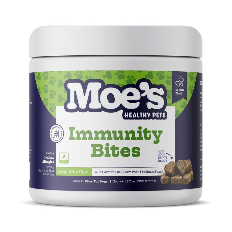 Moe's Dog Allergy Relief - Omega 3 Fish Oil Dog Treats - Dog Allergy Chews for Immune Support; Treat Itchy Skin and Allergy Relief with Fish Oil, Probiotics; Itch Relief for Dogs - PawsPlanet Australia