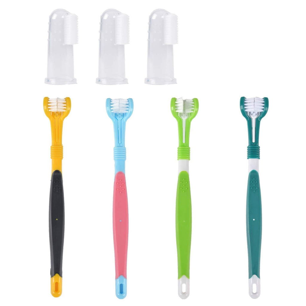 Dog Toothbrush Finger Set - Canine Toothbrush Kit for Dental Care with 3 Silicone Finger Brush - 3 Sided Pet Tooth Brush for Dogs and Cats Teeth Cleaning - PawsPlanet Australia