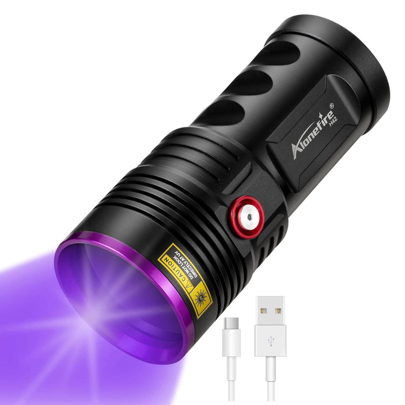Alonefire H42UV 36W 365nm UV Flashlight USB Rechargeable Ultraviolet Blacklight Torch Black Light Pet Urine Detector for Resin Curing, Fishing, Scorpion with UV Protective Glasses, 4xBattery Included - PawsPlanet Australia