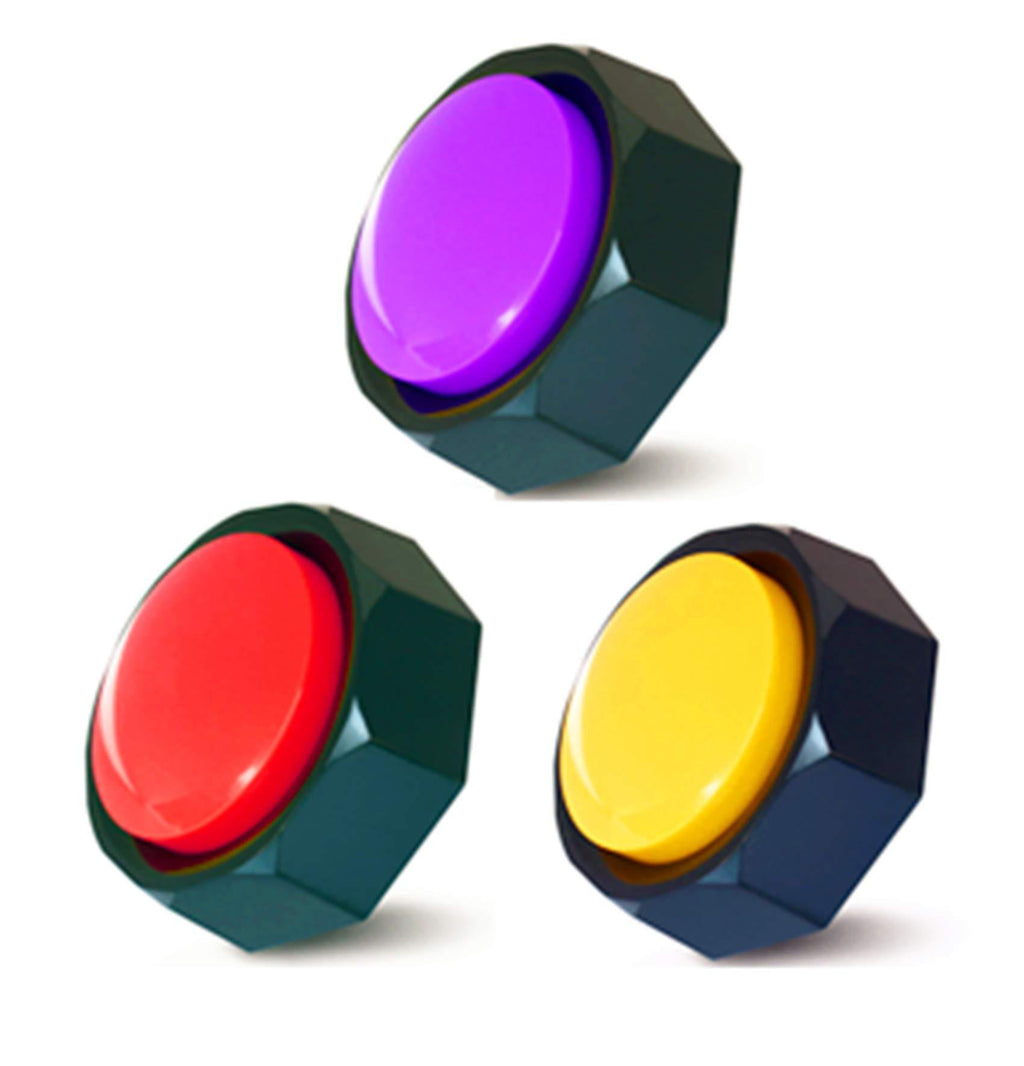 BOSKEY pet Training Button, Teach Your Dog How to Speak, Record and Play Any 30 Seconds of Your own Message A Set of 3 Colors (Including Battery) (red+Yellow+Purple) red+Yellow+Purple - PawsPlanet Australia