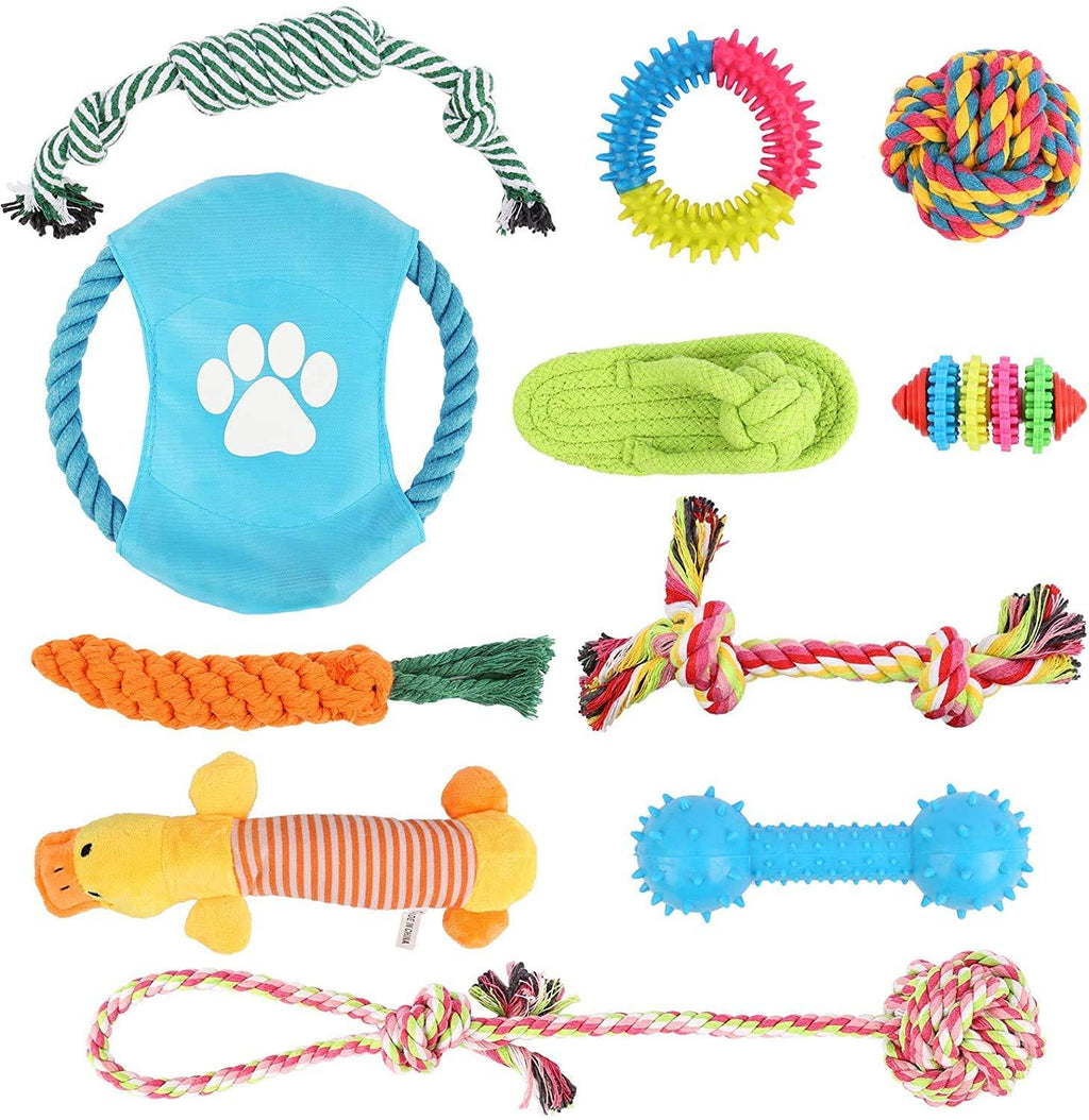 Puppy Toys 11 Pack, Puppy Chew Toys, Dog Rope Toys, Dog Teething Toys, IQ Treat Ball, Squeaky Toys and Dog Flying Disc for Playtime and Dog Training, Washable Cotton Rope for Small-Medium Dogs (Mixed) Mixed - PawsPlanet Australia