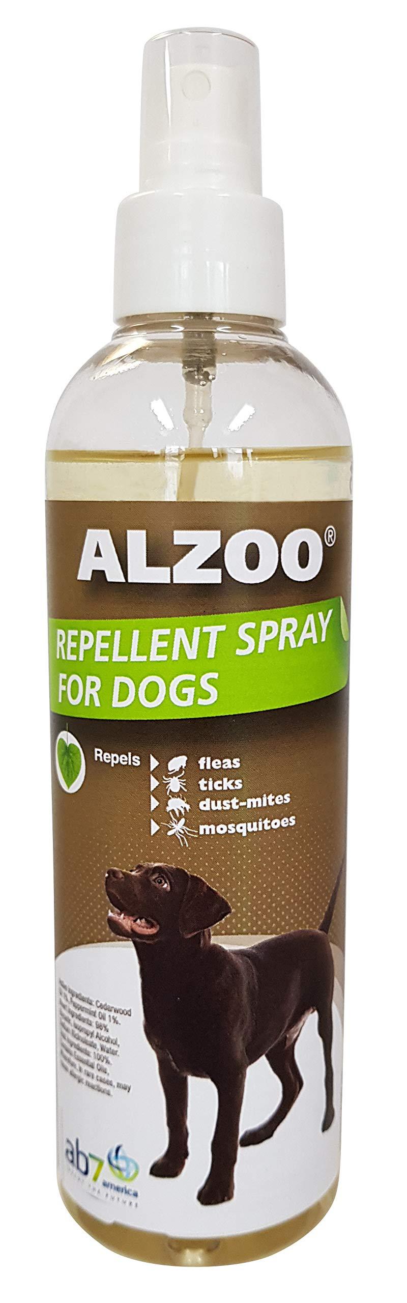 ALZOO Flea and Tick Repellent Spray for Dogs - Repels and Treats Fleas, Ticks, Dust-Mites, and Mosquitoes - Natural Active Ingredients with Essential Oils - Proven Effective Repellent - PawsPlanet Australia