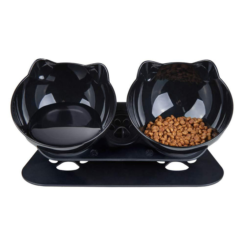 Pantula Cat Bowls - Tilted cat Food Bowls - Raised cat Food Bowl Pet Double 15° Slanted cat Bowls Elevated with Non-Slip Rubber Base Stand for cat Dish… Black - PawsPlanet Australia