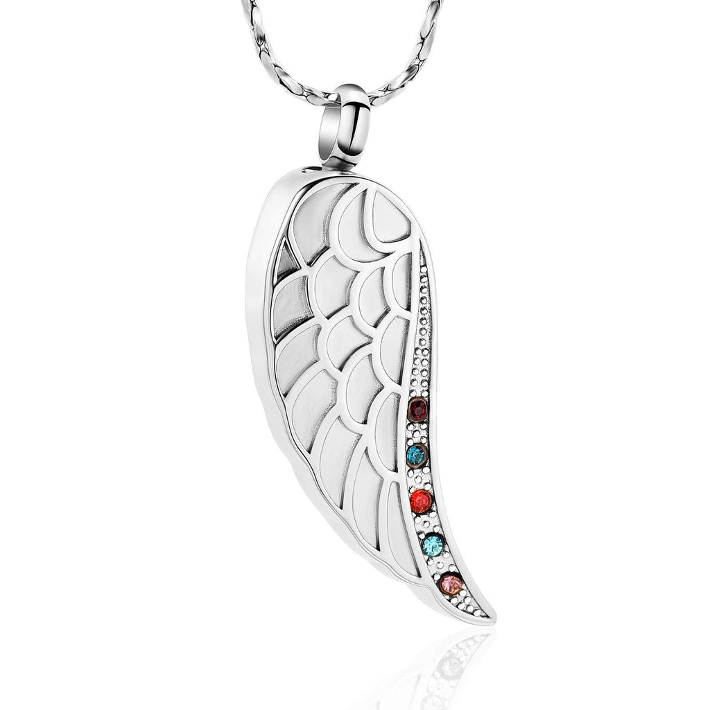 Imrsanl Angel Wings Cremation Jewelry for Ashes Pendant Stainless Steel Keepsake Memorial Urn Necklace for Human/Pets Silvery - PawsPlanet Australia