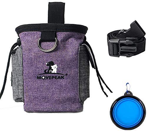 Hesheng Dog Treat Bag, with Collapsible Water Feeder Bowl and Pet Snack Storage Bag with Adjustable Waistband Travel for Walking Hiking Travelling or Outdoor Use (pueple) pueple - PawsPlanet Australia