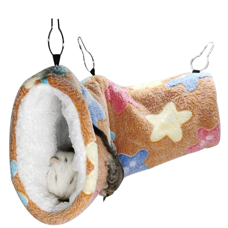 LEFTSTARER Guinea Pig Accessories Sugar Glider Cage Accessories Hamster Rat Toys Ferret Hammock Hanging Tunnel for Small Animals （Brown-Star） Brown - PawsPlanet Australia