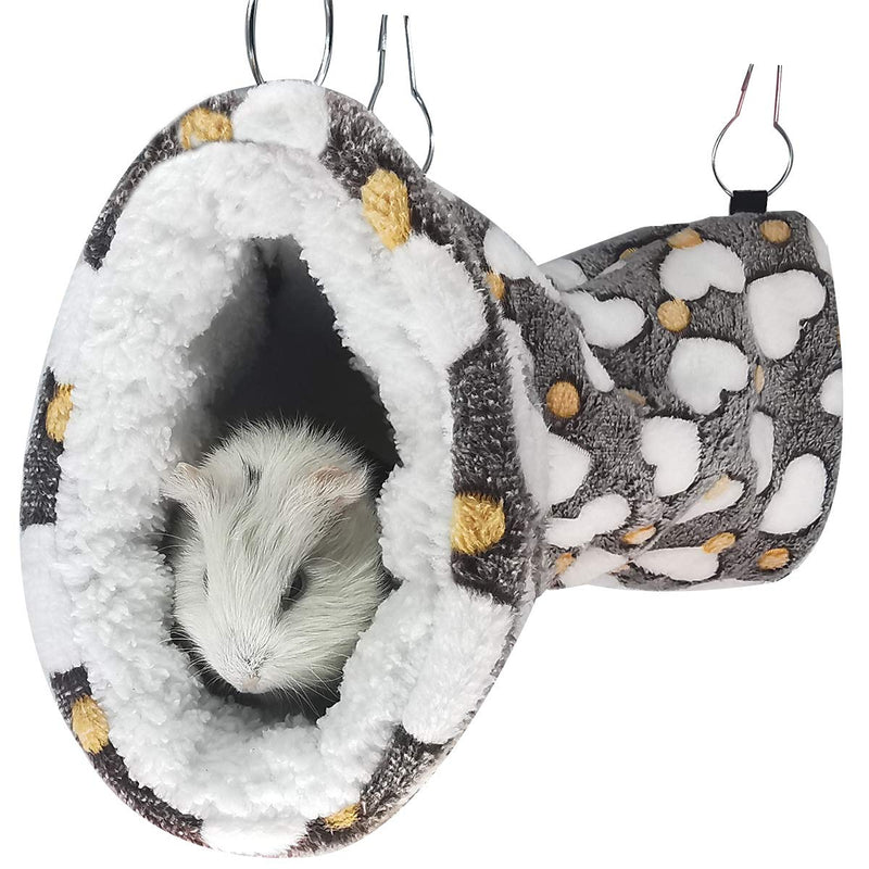 LEFTSTARER Guinea Pig Accessories Sugar Glider Cage Accessories Hamster Rat Toys Ferret Hammock Hanging Tunnel for Small Animals （Heart-Brown） Brown - PawsPlanet Australia