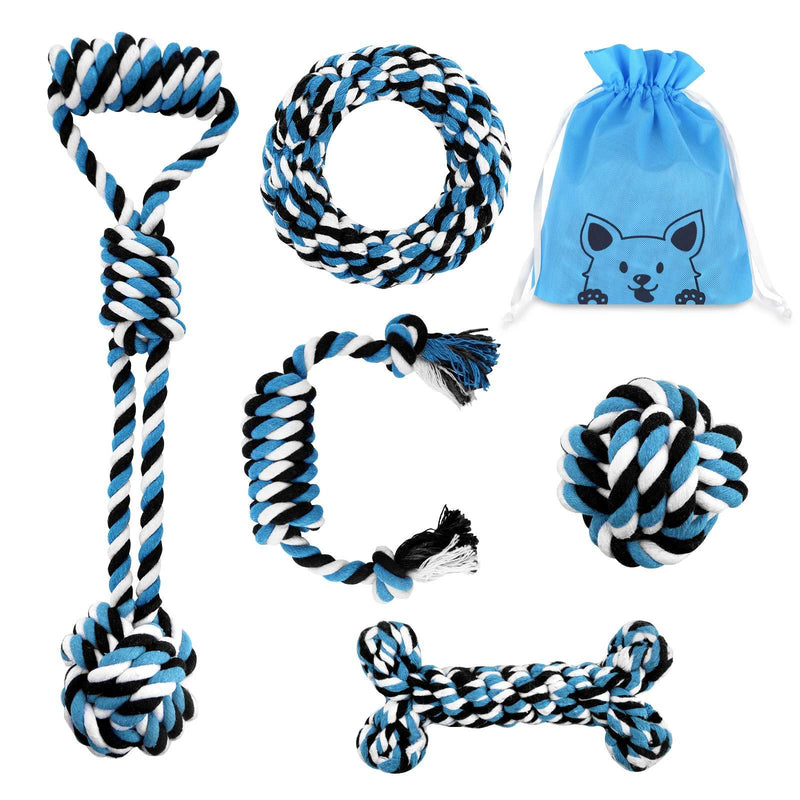 BurgeonNest Puppy Teething Chew Toys, Rope Dog Toys for Small Dogs,Durable Interactive Dog Toys Set for Tug of War with Cute Bag 5 Pack - PawsPlanet Australia