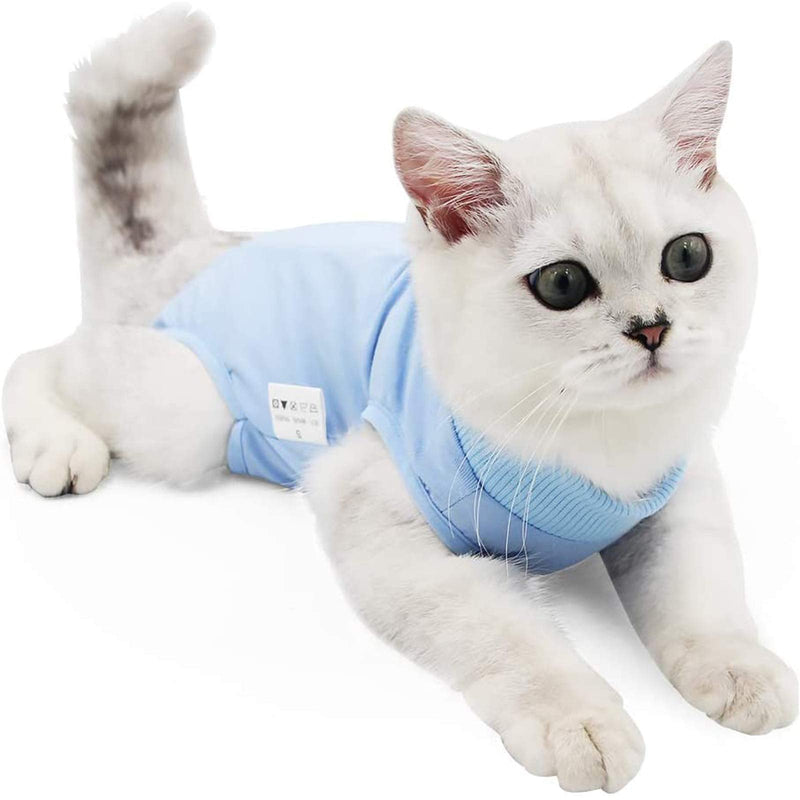 kzrfojy Cat Surgery Recovery Suit Professional for Surgical Abdominal Wound Or Skin Diseases E-Collar Alternative for Cats Dogs After Surgery Wear Pajama Suit Small Blue - PawsPlanet Australia