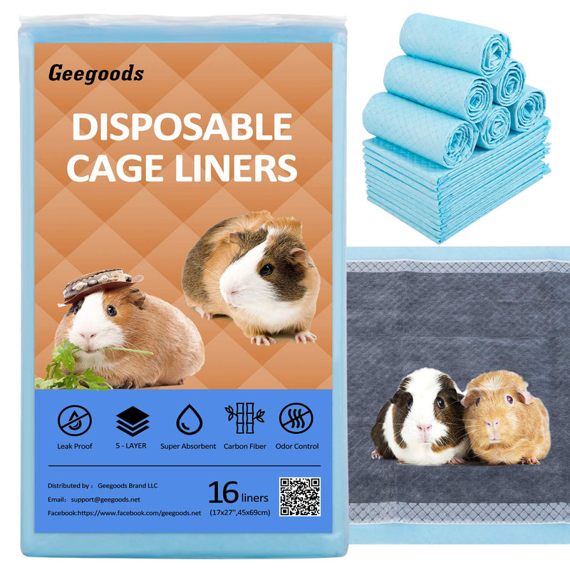 Geegoods Disposable Guinea Pig Cage Liners ， Liners Pee Pads for Guinea Pig，Bamboo Charcoal Odor Controlling，Super Absorbent， Suitable for C&C Cage Liners 16pack - PawsPlanet Australia