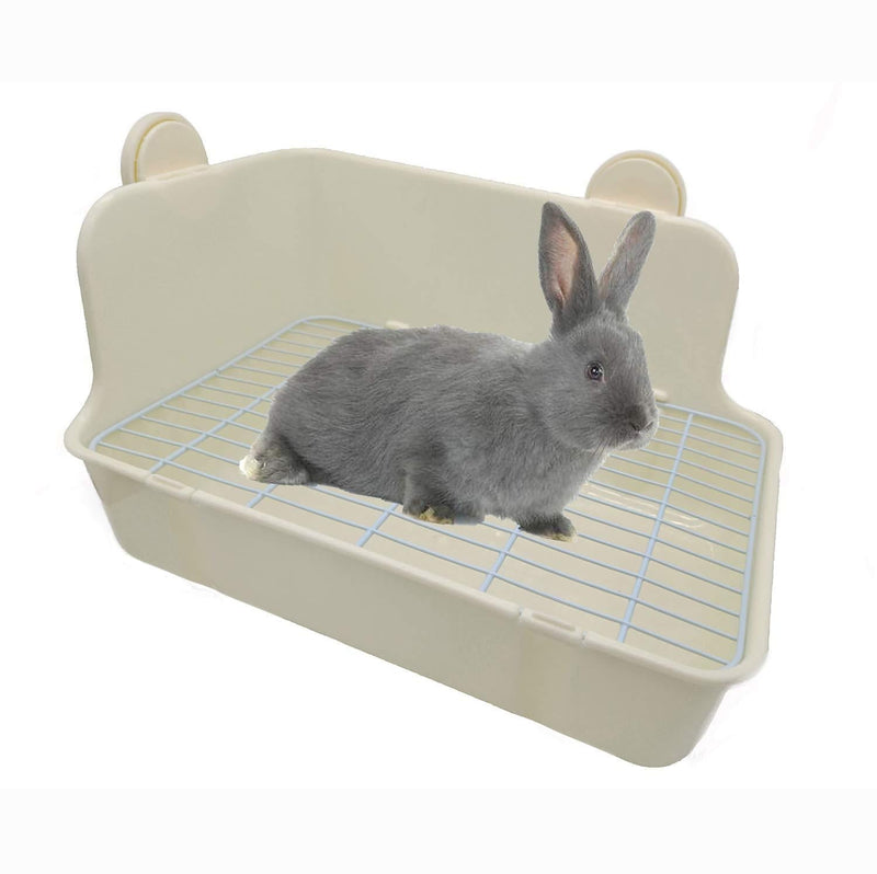 OFLAO Rabbit Litter Box, Corner Litter Bedding Box, Pet Toilet for Small Animals, Rabbit, Guinea Pig, Chinchilla, Ferret, Galesaur, 11.02 Inches Ivory - PawsPlanet Australia