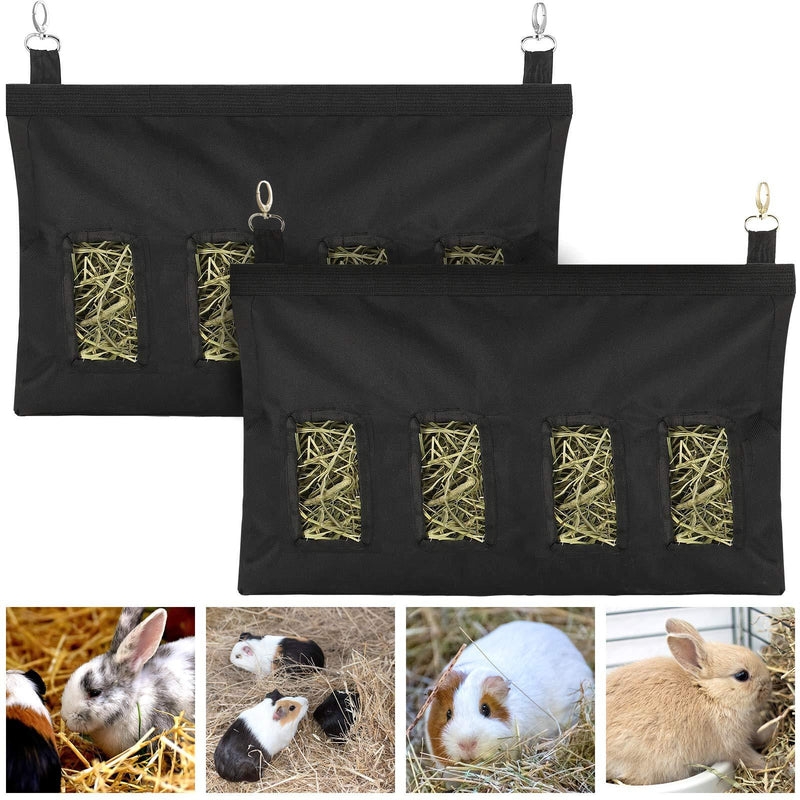 2 Pieces Guinea Pig Hay Bag with 4 Holes Small Animal Hay Feeder Bag Large Size Hanging Feeder Nylon Sack Rabbit Feeder Hay Bag for Guinea Pig Rabbit Chinchilla Hamsters Small Animals (Black) Black - PawsPlanet Australia