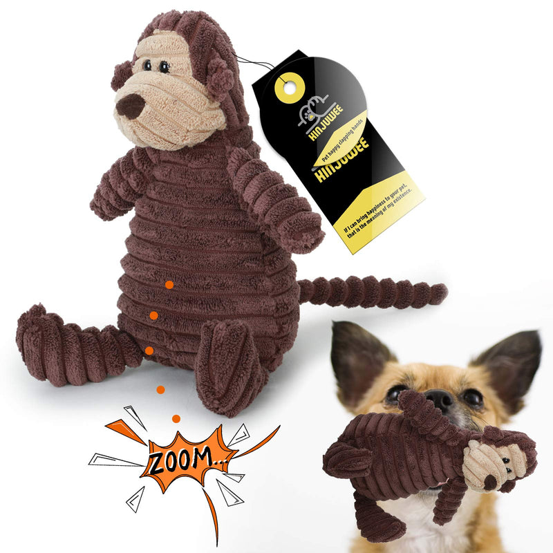 Squeaky Dog Toys KINJUWEE Puppy Teething Chew Toys to Keep Them Busy Corduroy Wrinkle,Different Types of Furry Friends for Pet,Loyal Monkey Brown Monkey - PawsPlanet Australia