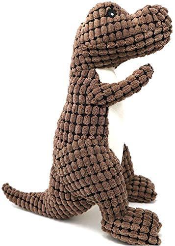 JIADEC Dog Plush Toy, Durable Squeaky Interactive Toys for Dogs, Dog Stuffed Toys with Squeaker, Dinosaur Plush Dog Toy for Small Medium Large Breed(Brown)-J01B Brown - PawsPlanet Australia