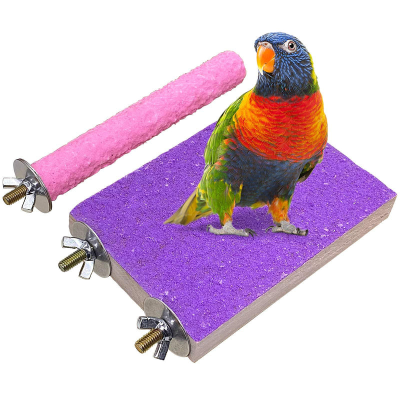 LIMIO Bird Perch 2PCS Hamster Toys Parrot Stand Rough Sand Wood Perch Bird Cage Accessories for Parakeets Supplies Budgie Natural Wood Platform (Color Random) - PawsPlanet Australia