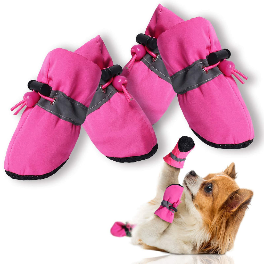 CALHNNA Paw Protector for Dogs and Cats -Dog Boots -Dog Shoes with Adjustable Straps，Anti-Slip and Prevent Dog Paw Burns, Suitable for Small Medium Dogs Size 3: 1.77"x 1.37"(L*W) Pink - PawsPlanet Australia