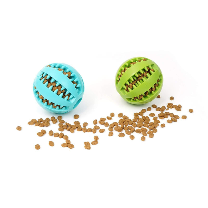 GAPZER Dog Toy Ball for Pet Dogs Cats, Puppy Treat Toy Dog Tooth Cleaning Ball for Chewing-Nontoxic Bite Resistant (2 Packs Green&Blue) 2 Chewing Balls - PawsPlanet Australia
