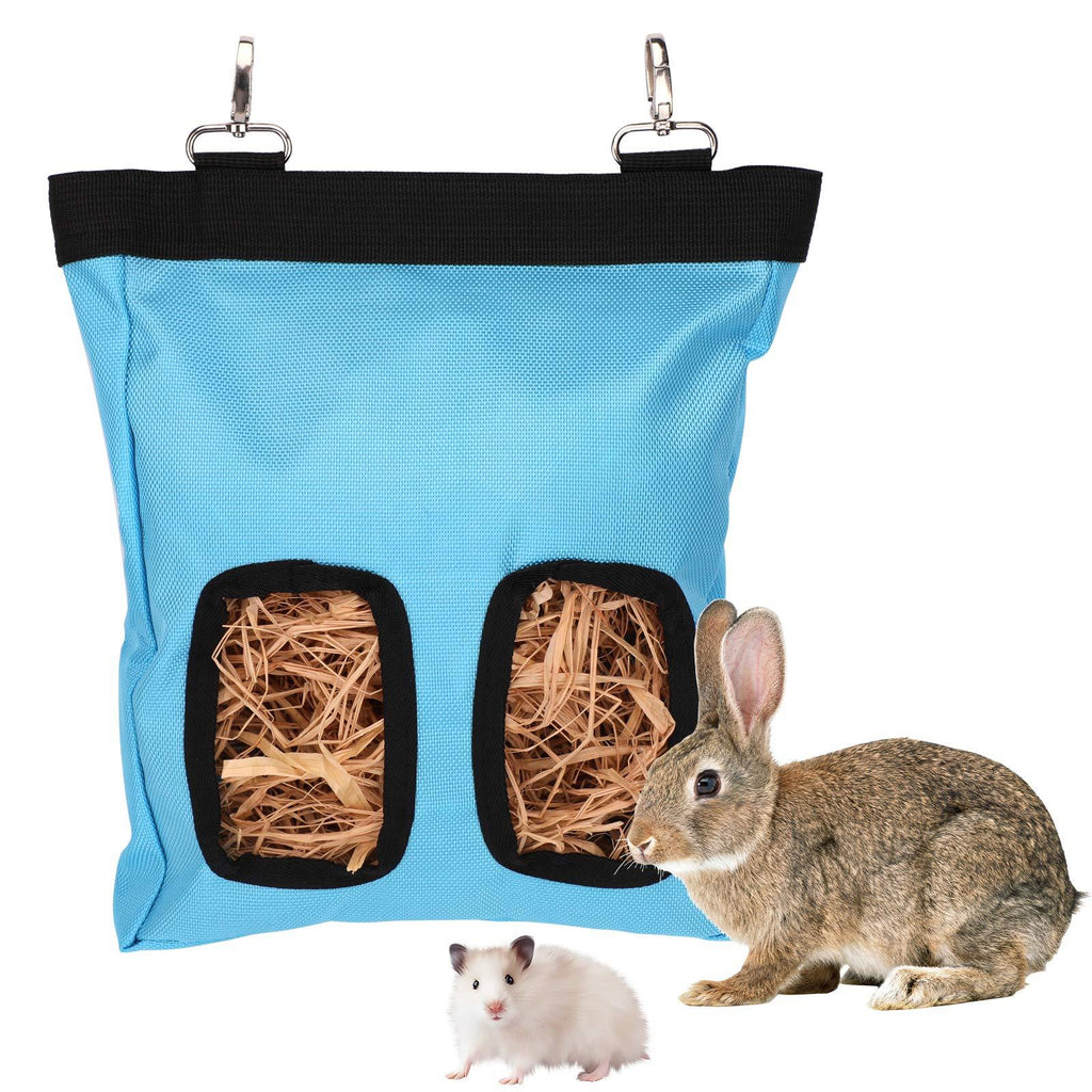 LUTER 11.5x9.1x1.4 Inch Guinea Pig Hay Feeder Bag Rabbit Hay Bag Hanging Feeder Sack, Perfect for Small Hay-eating Pets (Blue) Blue - PawsPlanet Australia