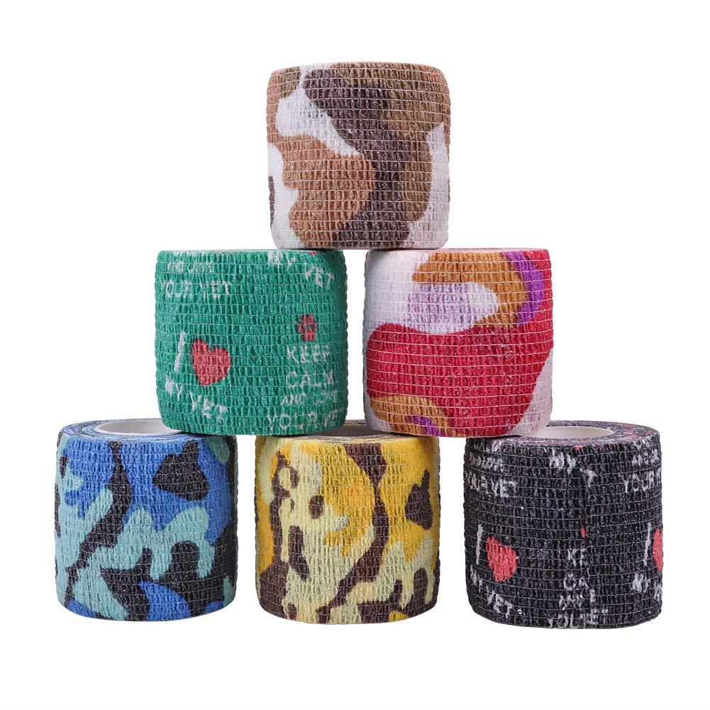 Maotrade 6 Rolls Cohesive Bandages 5cm x 4.5m Vet Wrap for Dogs Breathable Self Adhesive Bandage for Pet Animal Cat Horses Sport Ankle Wrist Foot Finger Knee Tail and Wounds - PawsPlanet Australia