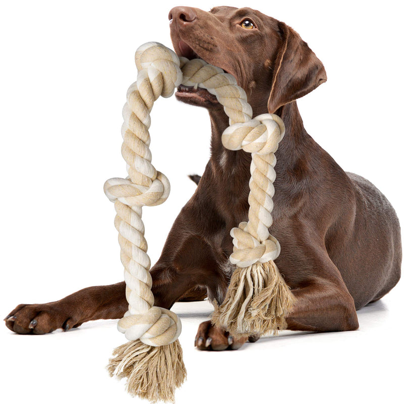 Fida Dog Rope Toys for Large/Medium Aggressive Chewers, Tough Rope Chew Toy, 3 Feet 5 Knots Indestructible Natural Cotton Rope, Tug of War Dog Pull Rope Teeth Cleaning - PawsPlanet Australia