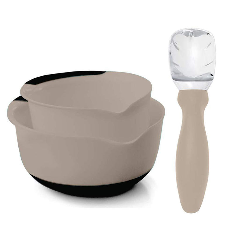 Gorilla Grip Mixing Bowl Set of 2 and Ice Cream Scoop, Both in Almond Color, Mixing Bowls Include 5 Quart and 3 Quart Sizes, 2 Item Bundle - PawsPlanet Australia