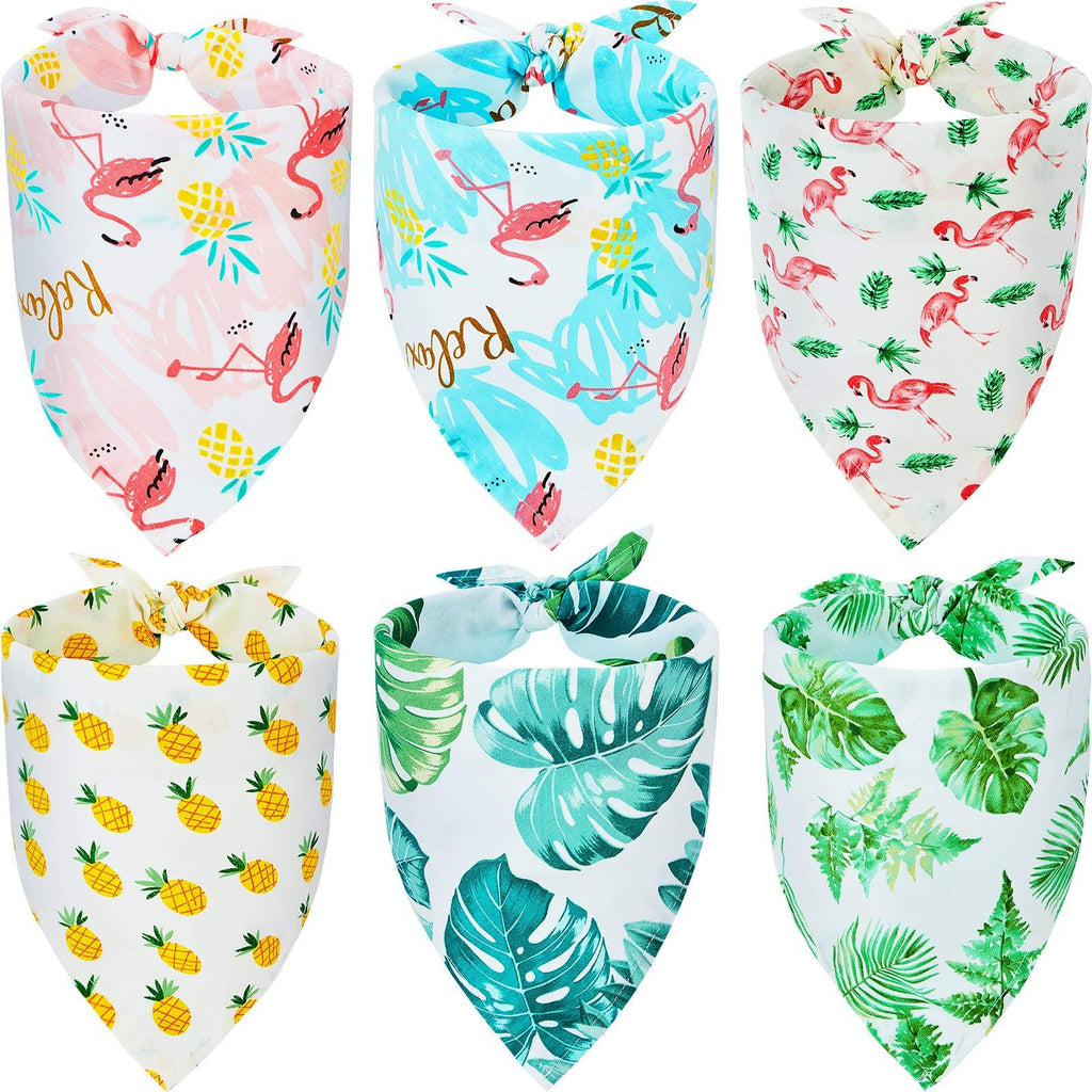 6 Pieces Summer Triangle Dog Bandana Hawaii Dog Bandana Flamingo Triangle Pet Bibs Reversible Dog Scarf Adjustable Washable Pet Kerchief (S) Small - PawsPlanet Australia