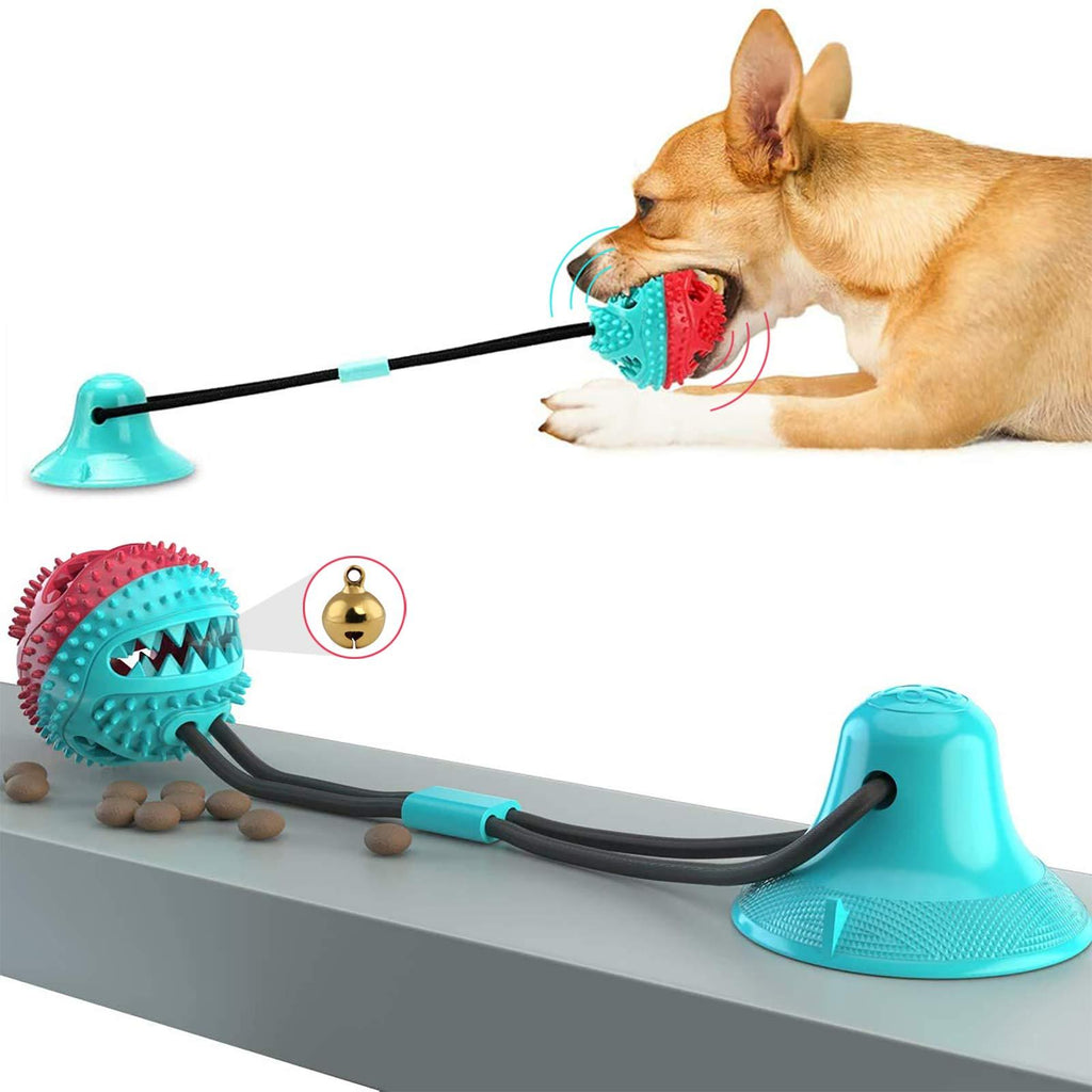 Dog Chew Toys, Dog Toys for Aggressive Chewers，Dog Rope Toy with Suction Cup, Multifunctional Interactive Dog Tug of War Toy, Dog Puzzle Treat Food Dispensing Ball Toys for Small Medium Dogs (A) A - PawsPlanet Australia