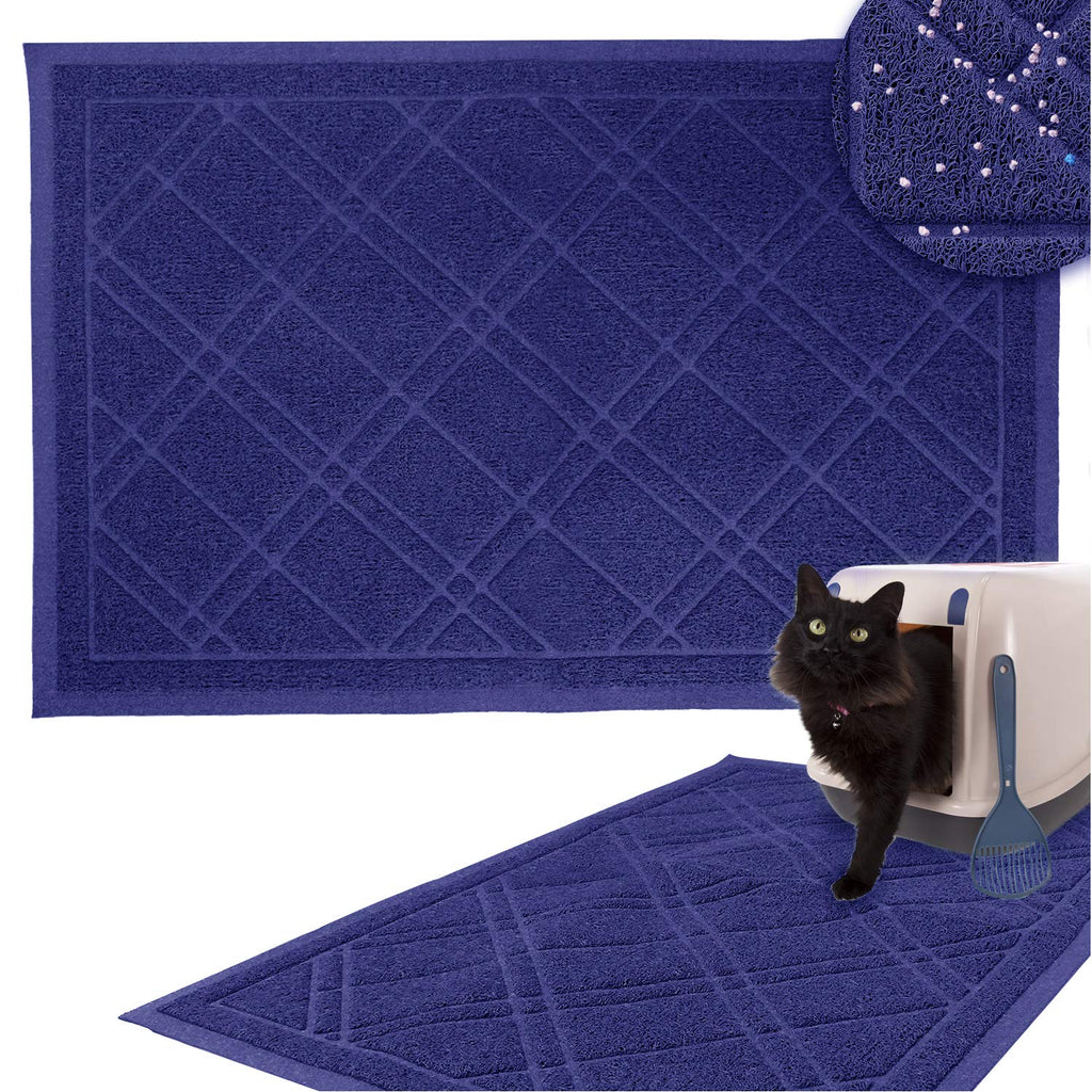 Downtown Pet Supply Non-Slip Padded Mesh Kitty Litter Mat Trapping Tray for Cats and Kittens in Grey with Small, Medium, Large Sizes Small (15.5" x 23") Blue - PawsPlanet Australia