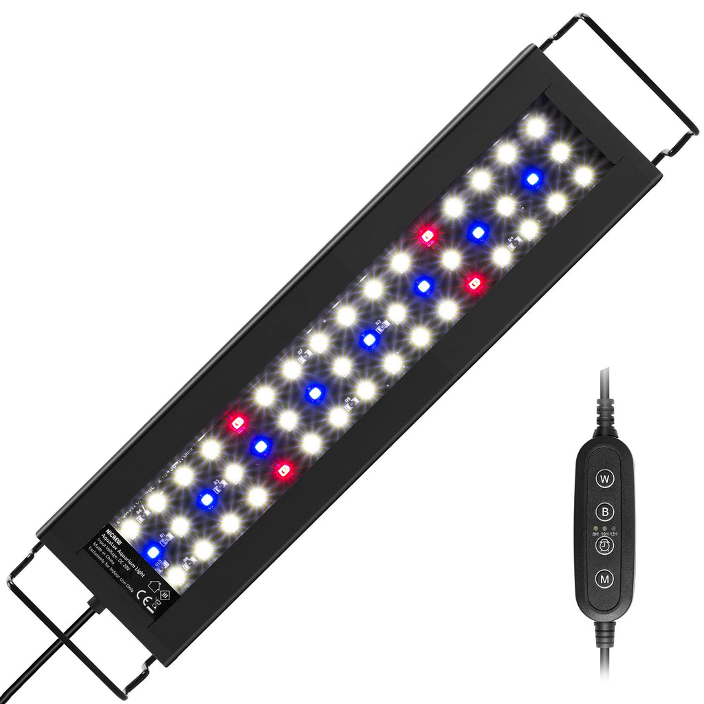 NICREW Full Spectrum Planted LED Aquarium Light, with Timer, for Freshwater Fish Tank, 12-18 Inch, 9 Watts 12 - 18 in, 9W - PawsPlanet Australia