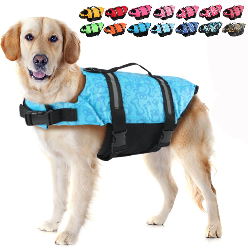EMUST Dog Life Jackets, Reflective & Adjustable Preserver Vest with Enhanced Buoyancy & Rescue Handle for Swimming XS Blue - PawsPlanet Australia