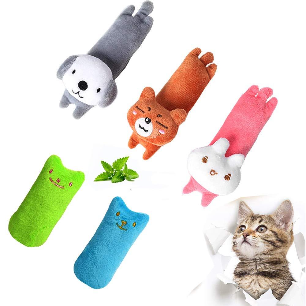 Catnip Toys for Indoor Cats, 5 Pcs Cat Chew Toy Bite Resistant Catnip Toys for Cats, Catnip Filled Cartoon Mice Cat Teething Chew Toy - PawsPlanet Australia