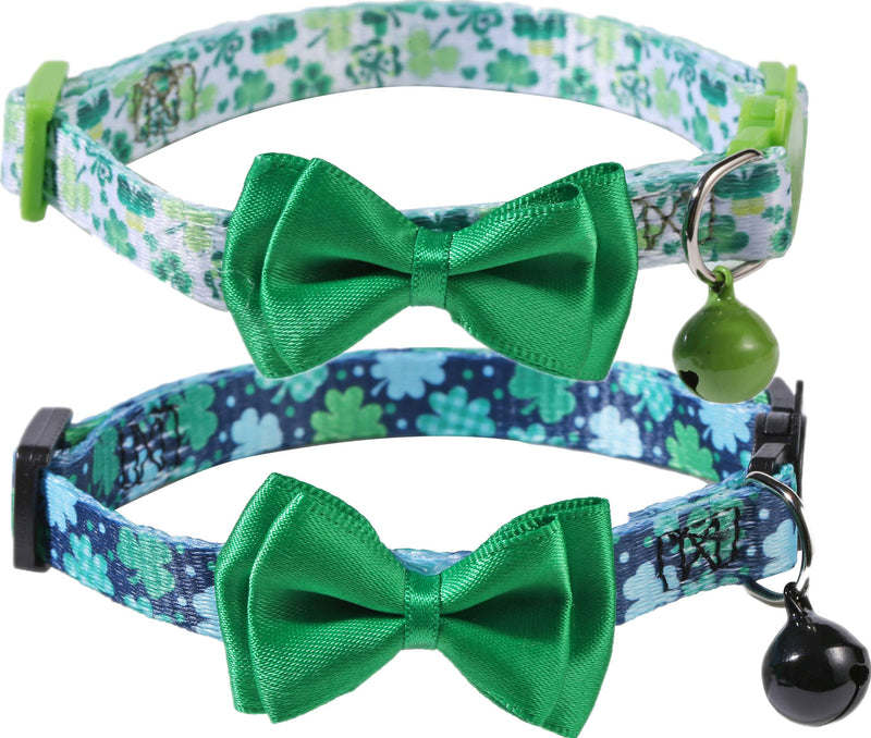 BoomBone 2 Pack Shamrock Cat Collar,Puppy Collar with Bell - PawsPlanet Australia