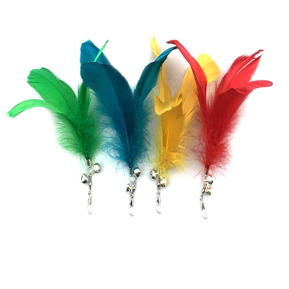 IUHKBH Cat Wand Feather Refills for Interactive Cat and Kitten Wands Include 4 Pcs Colored Replacement Feathers - PawsPlanet Australia