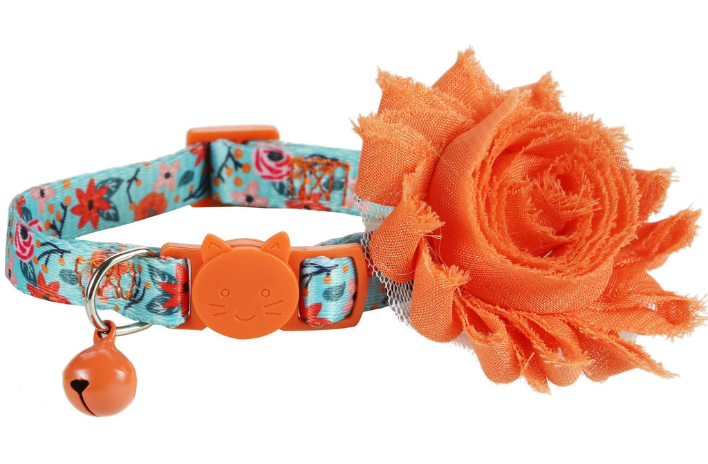 BoomBone Girl Cat Collar with Removable Flower and Bell, Breakaway Floral Kitten Collar - PawsPlanet Australia