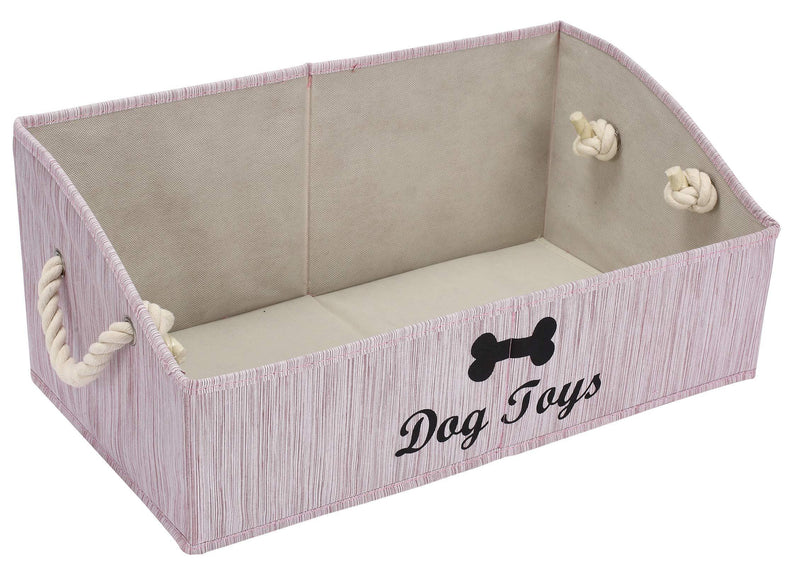 Geyecete Large Dog Toys Storage Bins-Foldable Fabric Trapezoid Organizer Boxes with Weave Rope Handle,Collapsible Basket for Shelves,Dog Apparel BambooPink - PawsPlanet Australia
