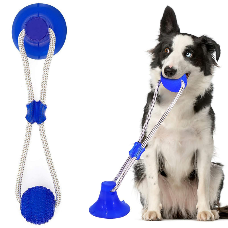 Suction Cup Dog Toy, Multifunction Pet Molar Bite Toy with Strong Rope and Powerful Suction Cup for Tug and Chewing, Helps Clean Teeth Blue - PawsPlanet Australia