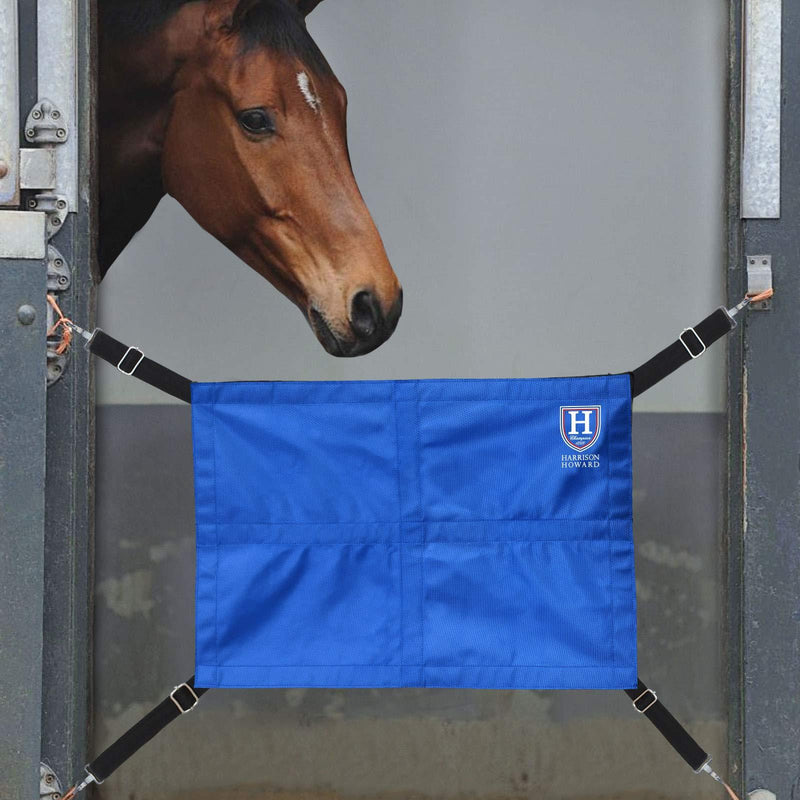 Harrison Howard Horses Stall Guard with Adjustable Straps and Sturdy Spring Hooks Included Aisle Guard for Horses Blue - PawsPlanet Australia